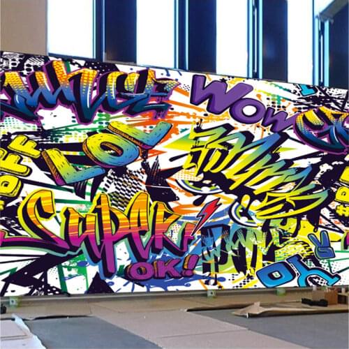 Abstract Urban Graffiti Style Text Papel De Parede 3d Personality Street Art Mural Wallpaper Music Club Bar KTV Wall Paper 3D