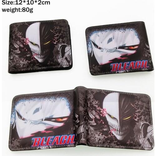 Anime Bleach Kurosaki Ichigo Pu Zipper Wallet Boys Girls Coin Pocket Short Bifold Photo Card Holder Layers Leather Purse Gift