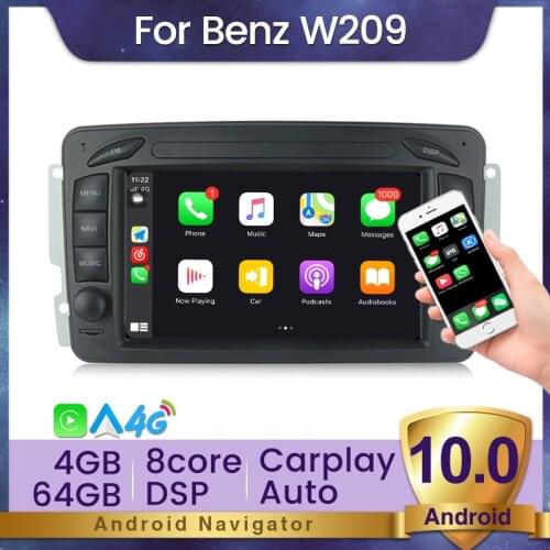 Car DVD Player DSP RDS Android 10.0 GPS Multimedia For Mercedes Benz CLK W209 W203 W463 W208 Auto Radio Carplay 4G+64G WIFI