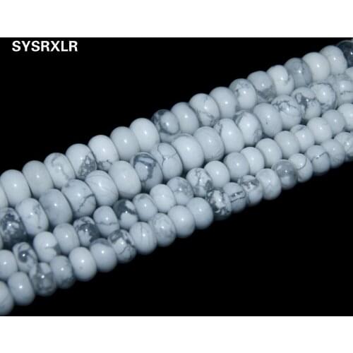 Free Shipping Howlite White Turquoises Natural Stone Spacer Rondelle Beads For Jewelry Making Charm DIY Necklace 4*7/5*8 MM