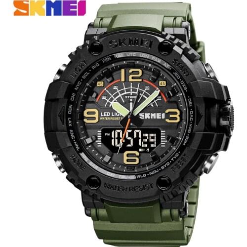 SKMEI Military 3 Times Watches Men Japan Chinese Movement Wristwatches Hour Shockproof Waterproof Large Dial reloj hombre 1617