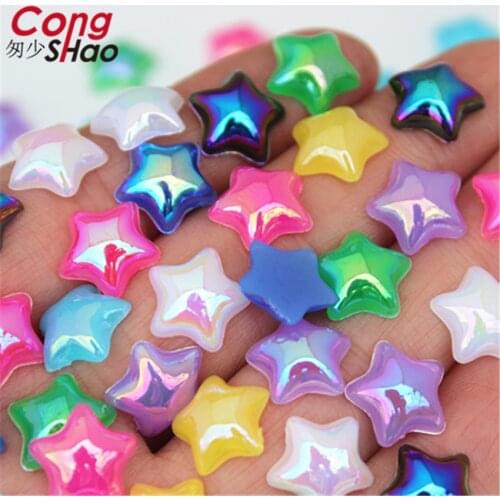 Cong Shao 100PCS 12mm Five Pointed Star AB Acrylic Rhinestone Stones Crystals Flatback For DIY Clothing Jewelry Decoration ZZ544