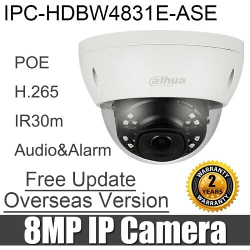 Dahua IPC-HDBW4831E-ASE IP Camera 8MP IR Mini Dome Network Camera with poe H.265 30m IR hdbw4831e-ase cctv security