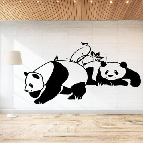 Wild animals Wall Decal Panda Bamboo Wall Sticker Vinyl Sticker for Nursery Baby Kids Room Decor Mural Removable Art Decor C418