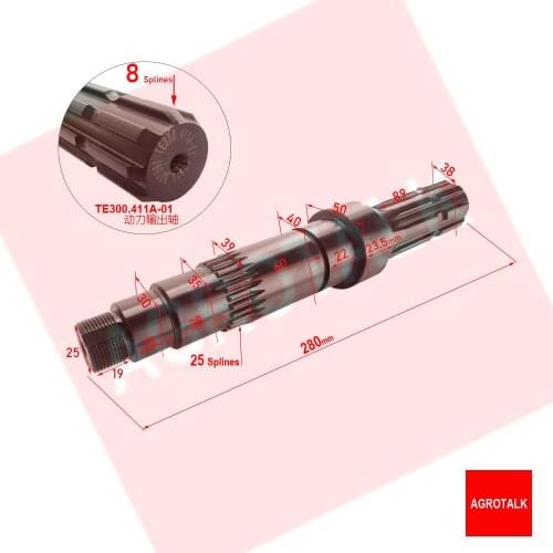 PTO shaft ( 8 splines ) for Lovol TE series tractor , part number : TE300.411A-01