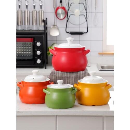 Ceramic casserole stew pot high temperature resistant soup rice decocting medicine gas open fire household stew pan saucepot