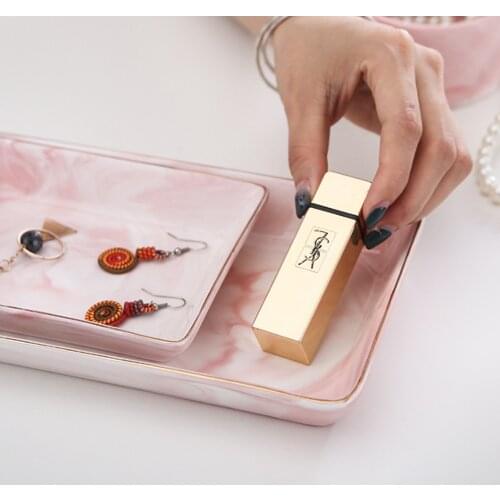 Ceramic Square pink white Jewelry Dish Plates Rings Snack candy Heart-shaped Storage Tray Snack Wedding Decoration Crafts