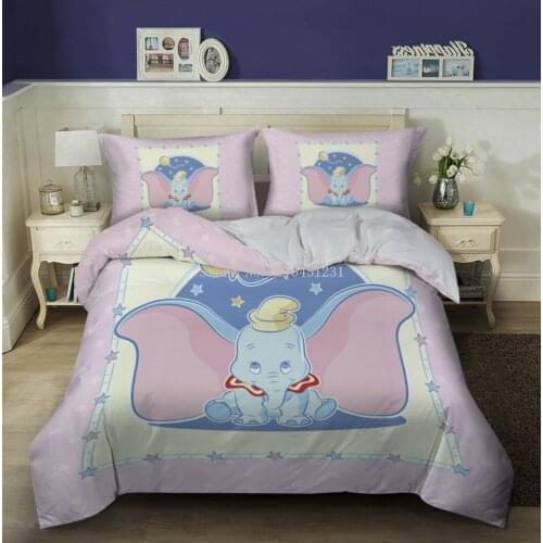 Disney Lovely Soft Adult kids Dumbo Bedding Set Girl Duvet Cover Cartoon Pattern Full Queen Twin Bedspread PillowCase Home Decor