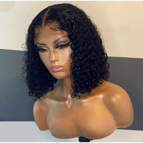 Short Bob Lace Frontal Wigs With Natural Hairline Jet Black Human Hair Wig With Baby Hair Glueless Lace Wigs For Black Women