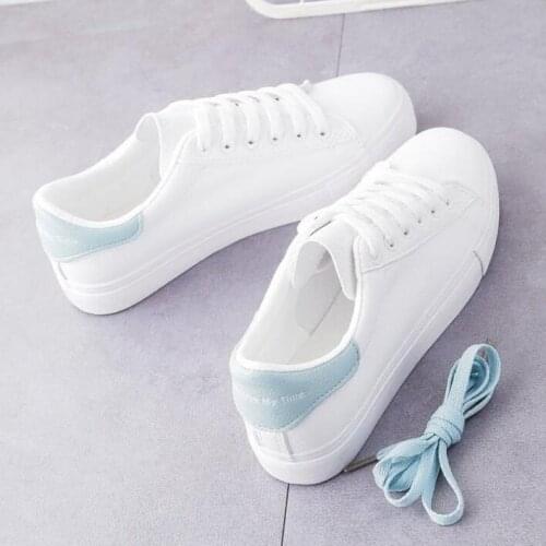 Fashion Womens Vulcanize Shoes 2021 Spring Autumn Casual Classic Solid Color PU Leather Flat heel Woman White Shoes Sneakers