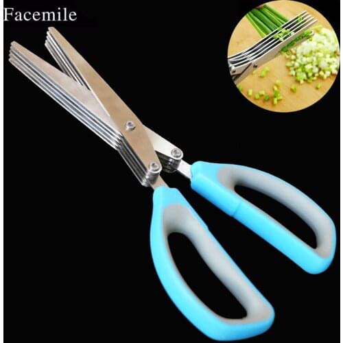 2018 New 5 layers Stainless Steel Kitchen Scissors Kitchen Tools Five Green Onion Cut Multifunction Knife