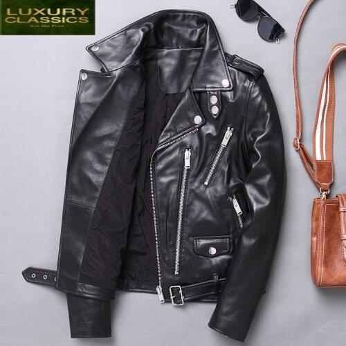 Real Streetwear Leather 100% Coat Female Natural Sheepskin Coat Women Moto Genuine Leather Jacket Winter Autumn Coats 176