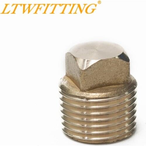 LTWFITTING Brass Pipe Square Head Plug Fittings 1/2" Male NPT Air Fuel Water Boat