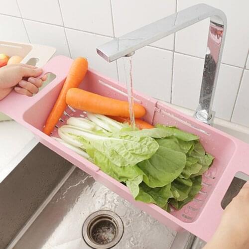 Multifunctional Sink Draining Rack Retractable Storage Box Vegetables Basket Dish Drainer Organizer Holder Kitchen Strainer