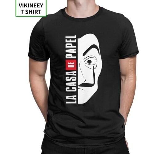 La Casa De Papel Mask Mens T Shirt Money Heist Vintage 100% Cotton House of Paper Tees Crew Neck T-Shirt Plus Size Tops