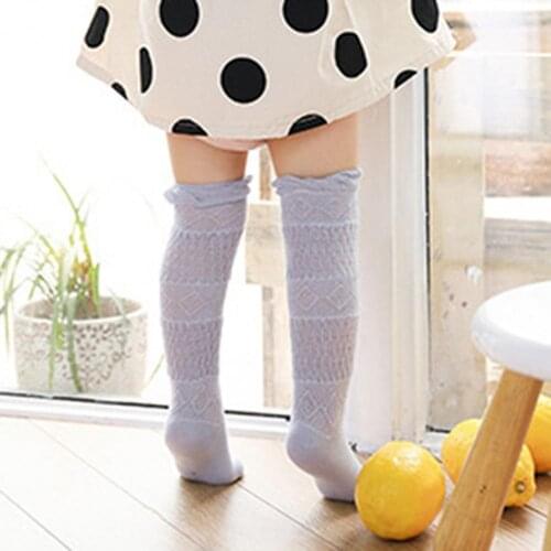 Summer Autumn 1 Pair Sweet Solid Color Hollow Out Socks Girls Baby Girls Socks Long Tube School Toddler Girls Walking Learning