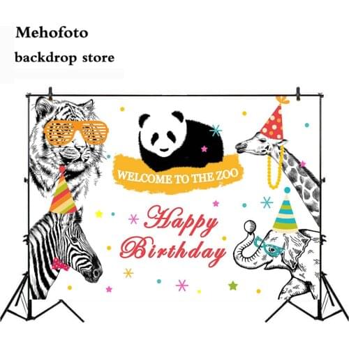 Mehofoto Panda Backdrop for Photography Happy Birthday Animals Photo Background Shoot Studio Party Decoration Supplies Prop 965