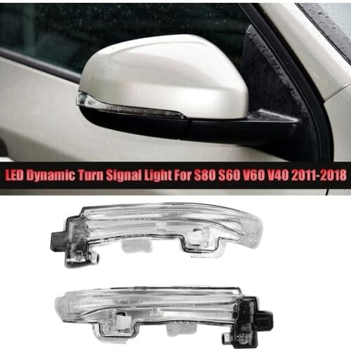 Pair Side Door Wing Rearview Mirror LED Dynamic Turn Signal Light Blue+Yellow Color for VOLVO S80 S60 V60 V40 2011-2018