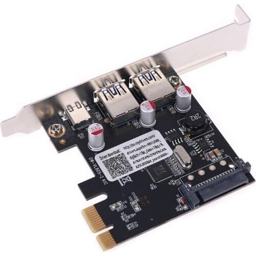 PCIE PCI Express to USB 3.1 Type-C 2 Port USB 3.0 Type-A Riser Expansion Card