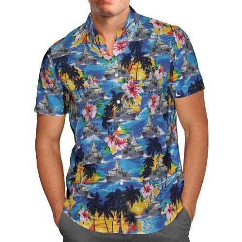 Cool Navy Destroyer 3D Beach Hawaiian 2021 Summer Shirt Short Sleeve Shirt Streetwear Oversized 5XL Camisa Social Chemise Homme