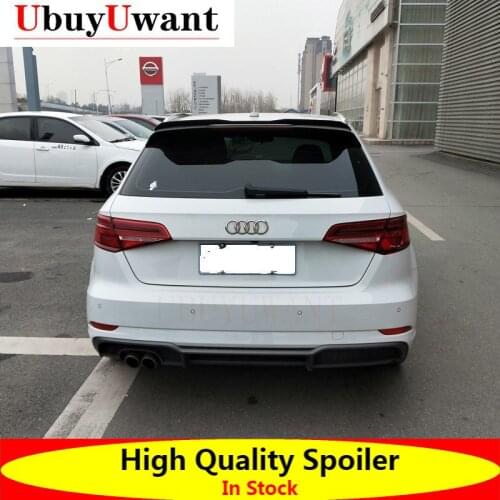 UbuyUwant Fake Carbon Fiber Rear Roof Lip Spoiler For Audi A3 2014 2015 2016 2017 2018 2019 ABS Painted Spoiler Tail Trunk Wing