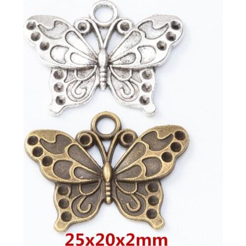 20pcs zinc alloy Charm Antique Silver butterfly pendant fit Bracelet Necklace jewelry accessories findings 8161