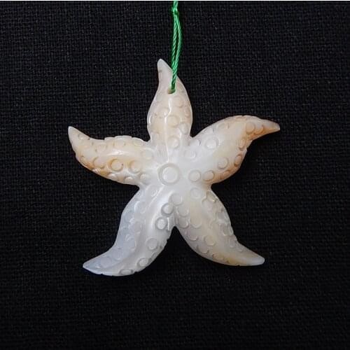 Support For Custom Shell Carved Starfish Front Drilled Fashion Necklace Pendant 42x41x7mm 8.4g