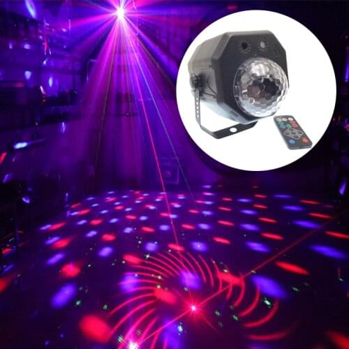 RGB LED Stage light Crystal Magic Ball With RG Laser Projector Sound Activated DJ Party Bar Christmas Disco Lighting Effect lamp