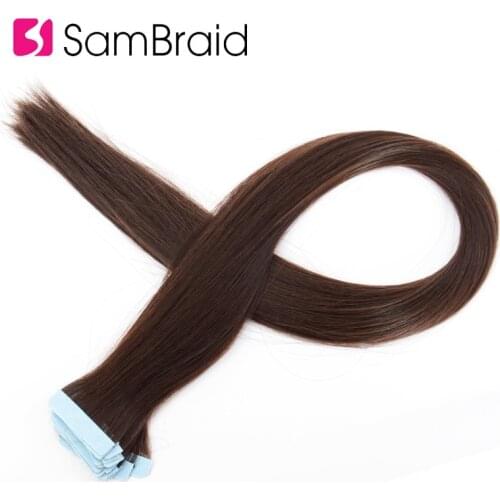 SAMBRAID 22 Inch Straight Hair 40 Pieces/pack Skin Weft Synthetic Hair Double Sided Tape Hair Extensions For Women