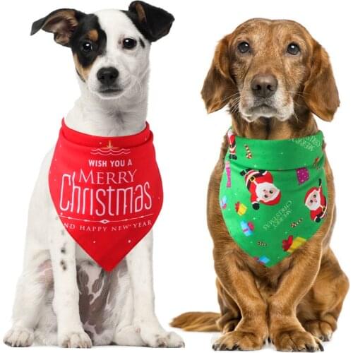 Pet Neckerchief Scarf Waterproof Christmas Cat dog bandana Bibs Scarf Collar Pet saliva towel cotton triangle towel