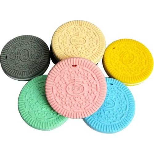 Biscuits Baby Teether Chew Toy BPA Free Silicone Cookie Teethers For Teeth DIY Baby Teething Necklace Silicone Beads