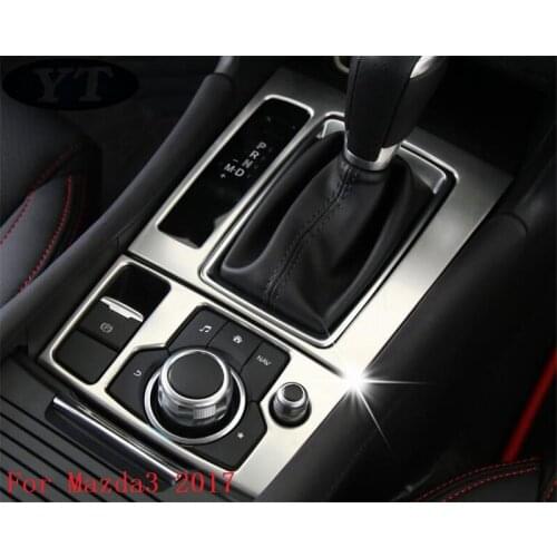 Car stying, auto interior gear and brake panel trim for Mazda 3 2017 ,stainless steel,car accessories