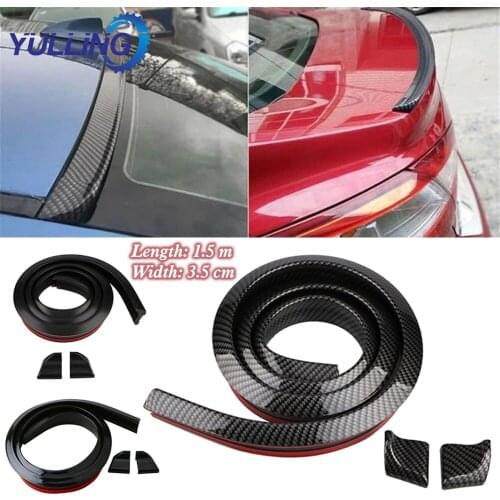 1.5M Universal Car Rear Bumper Lip Spoiler Carbon Fiber Rubber Strip Protector for Cars, Trucks (4.92ft) Car Tail Decoration