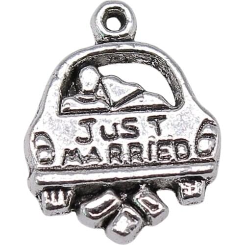 WYSIWYG 10pcs 20x15mm Honeymoon Lovers Couple Car Charm Newlyweds Lover Charms Just Married Charm For Jewelry Making