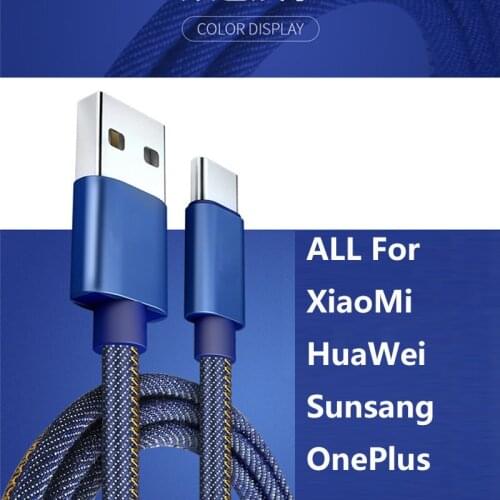 Denim USB Type C Cable Micro USB Charger Cable Cord for Samsung S10 Xiaomi Huawei P10 plus USB Type-C Fast Charging Cables