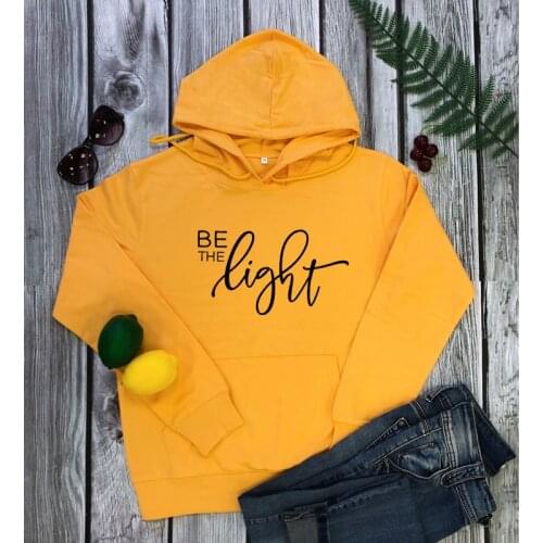 Be The Light Christian Hoodies Inspiring Scripture Women Church Religion Hooded Sweatshirt Casual Unisex Jesus Disciple Pullover
