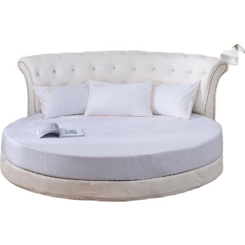 Elastic Fitted Sheet Home Round Bed Sheets Double Single Mattress Cover 200 220 230 250cm Full Queen King Solid Color Bedspread