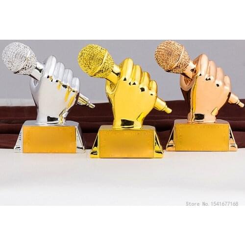 Golden Microphone Trophy Good Voice Trophy Music Award Cup Trophy Microphone Singing Competition Music Good Voice Award Trophies