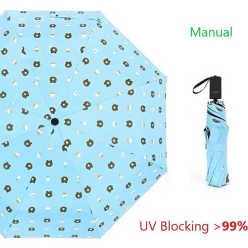 Cartoon Animal Bear Windproof Manual Folding Umbrella 99% UV Proof 8 Bone Car Luxury Business Umbrella Man Women Gift Parasol