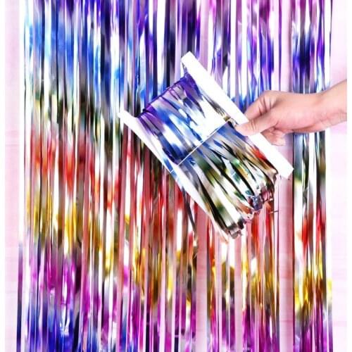 1*2M Metallic Foil Fringe Curtains for wedding backdrop Decorative tinsel Curtain birthday Party Graduation Photo Backdrop Decor
