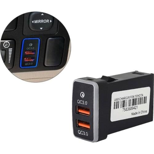 1PC Ambient light Charger Car Interface Socket Double Connector Double QC3.0 Voltage Display For Toyota old LC120