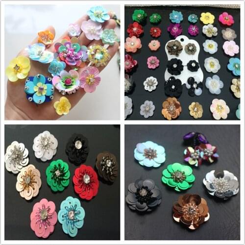 10pcs lot flower patch handmade sequins bags shoes DIY decoration Accessories cheap 2~3cm