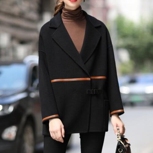 100% Genuine Wool Fur Coat Fashion Simple Female Jacket Oversized Womens Coats Double-sided Woolen Cloth Menteau Femme Zjt1365