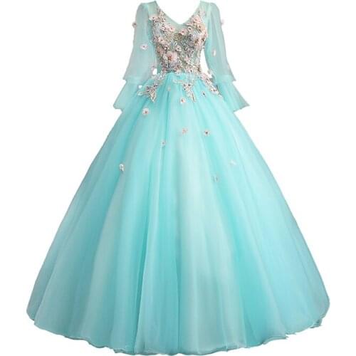 100%real light blue rococo ball gown court medieval dress renaissance Gown queen Victorian /Marie/drama/ball gown