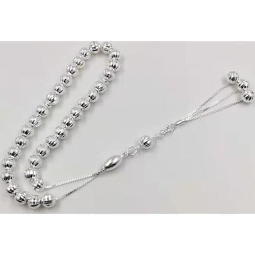100% Real 925 sterling silvers Tasbih 925 pure silvers Rosary 33beads Muslim bracelet islamic gift turky Style Jewelry
