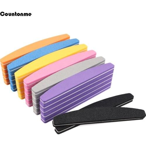 20Pcs/50Pcs Boat Sponge Nail Files Buffer 100/180 Colorful Sandpaper Foam Sanding Block Polishing Washable Manicure Tools Supply