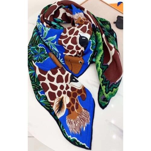 2020 new arrival winter colorful giraffe 70% cashmere 30% silk big scarf 135*135 cm warm fashion wrap shawl for women lady