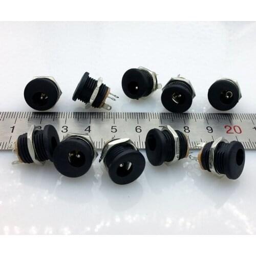 3pin 5.5x2.1mm DC power supply socket DC Female Panel Mount Connector inside nut 100pcs/lot