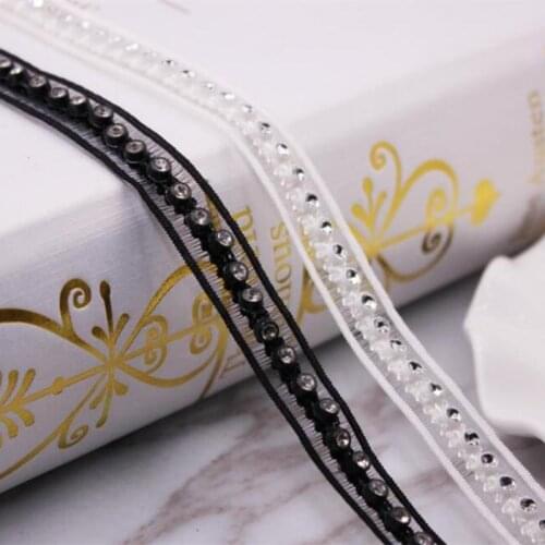 5 yards 13mm Vintage White and Black Diamond Embroidered Lace Ribbon Fabric Handmade DIY Wedding Dress Lace Trim Sewing Craft
