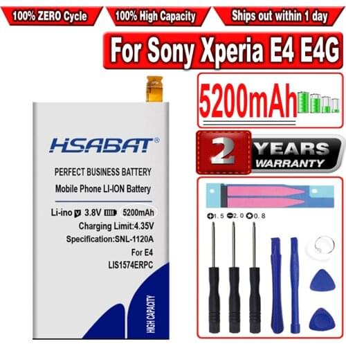 HSABAT LIS1574ERPC 5200mAh Battery for Sony Xperia E4 E4G E2003 E2033 E2105 E2104 E2115